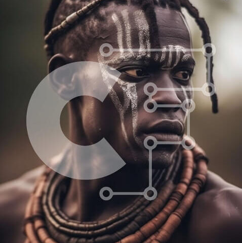 Intra Συλλεκτικό Ξύλινο Παζλ Plywood  4mm - Άνδρας που φορά παραδοσιακά αφρικανικά ρούχα και κοσμήματα Σε Ξύλινο Κουτί - Διαστάσεις Puzzle: 10x10 cm – 25 κομμάτια - Image 1