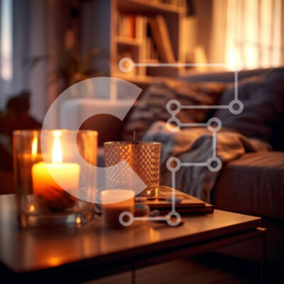 Intra Συλλεκτικό Ξύλινο Παζλ Plywood 4mm - Ζεστό και φιλόξενο σαλόνι με βιβλία και κερί Σε Ξύλινο Κουτί - Διαστάσεις Puzzle: 10x10 cm – 25 κομμάτια - Image 1