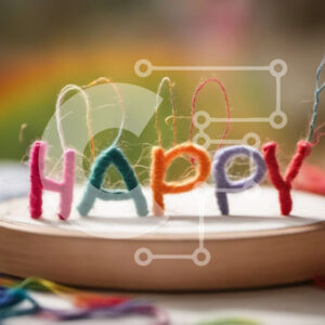 Intra Συλλεκτικό Ξύλινο Παζλ Plywood  4mm - Πολύχρωμο νήμα γλυπτό - Happy Σε Ξύλινο Κουτί - Διαστάσεις Puzzle: 10x10 cm – 25 κομμάτια