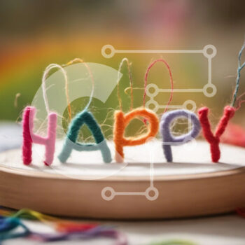 Intra Συλλεκτικό Ξύλινο Παζλ Plywood  4mm - Πολύχρωμο νήμα γλυπτό - Happy Σε Ξύλινο Κουτί - Διαστάσεις Puzzle: 10x10 cm – 25 κομμάτια - Image 1