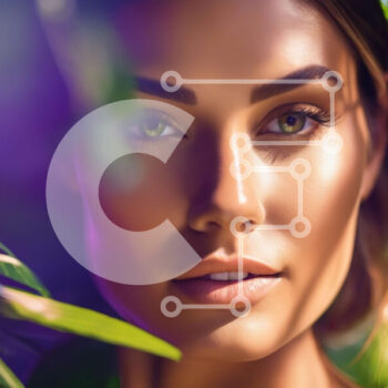 Intra Συλλεκτικό Ξύλινο Παζλ Plywood  4mm - Όμορφη γυναίκα με πράσινα μάτια σε πλούσιο πράσινο φύλλωμα Σε Ξύλινο Κουτί - Διαστάσεις Puzzle: 10x10 cm – 25 κομμάτια - Image 1