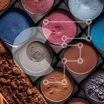 Intra Συλλεκτικό Ξύλινο Παζλ Plywood  4mm - Προϊόντα καλλυντικού μακιγιάζ: σκιές ματιών, ρουζ, μπρονζέ και ανταύγειες σε μαύρο φόντο Σε Ξύλινο Κουτί - Διαστάσεις Puzzle: 10x10 cm – 25 κομμάτια - Image 1