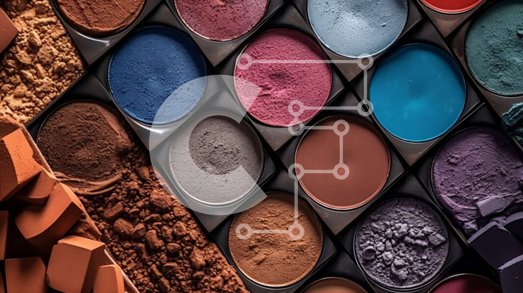 Intra Συλλεκτικό Ξύλινο Παζλ Plywood  4mm - Προϊόντα καλλυντικού μακιγιάζ: σκιές ματιών, ρουζ, μπρονζέ και ανταύγειες σε μαύρο φόντο Σε Ξύλινο Κουτί - Διαστάσεις Puzzle: 10x10 cm – 25 κομμάτια