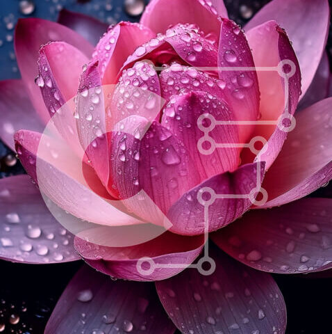 Intra Συλλεκτικό Ξύλινο Παζλ Plywood  4mm - Όμορφη εικόνα ενός ροζ λουλουδιού λωτού με σταγονίδια νερού Σε Ξύλινο Κουτί - Διαστάσεις: 10x10 cm – 25 κομμάτια - Image 1