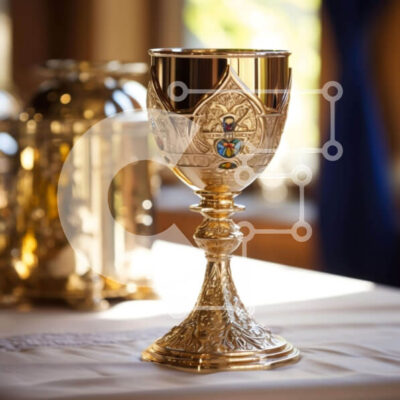 Intra Συλλεκτικό Ξύλινο Παζλ Plywood  4mm - Χρυσό κύπελλο στο τραπέζι με κηροπήγια και ασημικά Σε Ξύλινο Κουτί - Διαστάσεις: 10x10 cm – 25 κομμάτια - Image 1