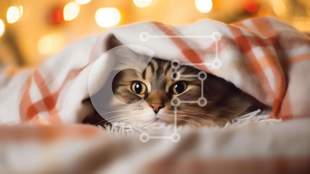 Intra Συλλεκτικό Ξύλινο Παζλ Plywood  4mm - Περίεργη γάτα που κρύβεται κάτω από την κουβέρτα κοιτάζοντας ψηλά στην κάμερα Σε Ξύλινο Κουτί - Διαστάσεις: 10x10 cm – 25 κομμάτια