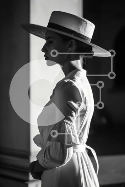 Intra Συλλεκτικό Ξύλινο Παζλ Plywood  4mm - Γυναίκα με παραδοσιακό φόρεμα και καπέλο στο Archway Σε Ξύλινο Κουτί - Διαστάσεις Puzzle: 10x10 cm – 25 κομμάτια