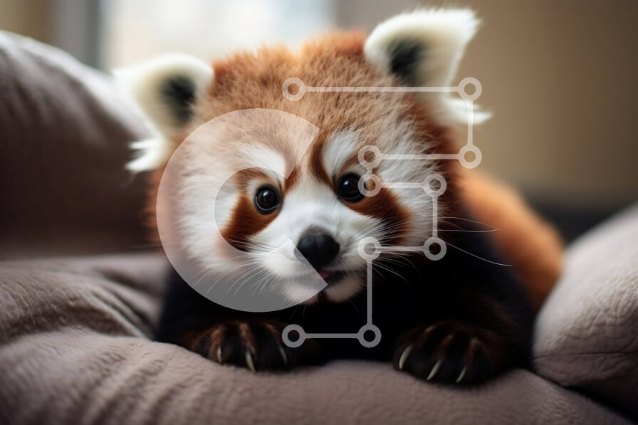 Intra Συλλεκτικό Ξύλινο Παζλ Plywood  4mm - Αξιολάτρευτη εικόνα ενός κόκκινου Panda που χαλαρώνει σε έναν καναπέ Σε Ξύλινο Κουτί - Διαστάσεις: 10x10 cm – 25 κομμάτια