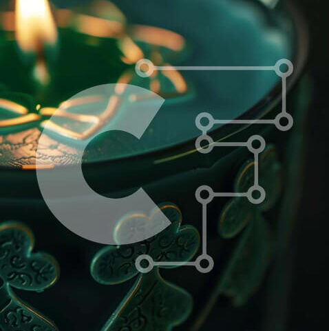 Intra Συλλεκτικό Ξύλινο Παζλ Plywood 4mm - Πράσινο κερί με φύλλα τριφυλλιού για την ημέρα του Αγίου Πατρικίου Σε Ξύλινο Κουτί - Διαστάσεις Puzzle: 10x10 cm – 25 κομμάτια - Image 1