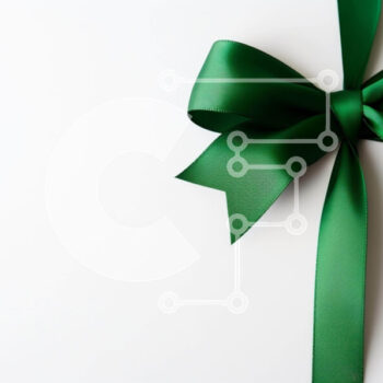 Intra Συλλεκτικό Ξύλινο Παζλ Plywood  4mm - Πράσινη κορδέλα για συσκευασία δώρου σε λευκό φόντο Σε Ξύλινο Κουτί - Διαστάσεις Puzzle: 10x10 cm – 25 κομμάτια - Image 1