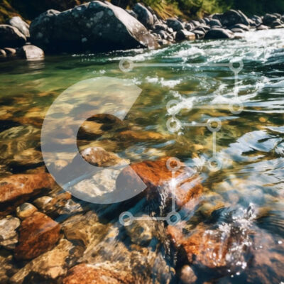 Intra Συλλεκτικό Ξύλινο Παζλ Plywood  4mm - Γραφική θέα ενός ποταμού που τρέχει μέσα από ένα βραχώδες φαράγγι με δέντρα και στις δύο πλευρές Σε Ξύλινο Κουτί - Διαστάσεις: 10x10 cm – 25 κομμάτια - Image 1