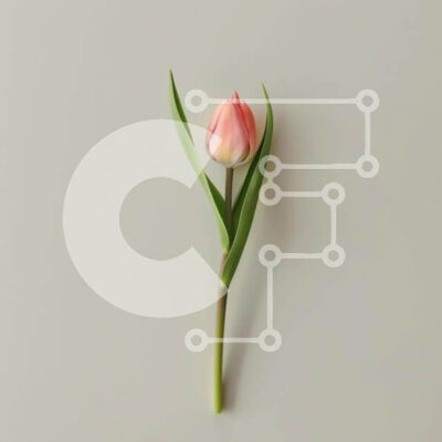 Intra Συλλεκτικό Ξύλινο Παζλ Plywood 4mm - Μονό ροζ λουλούδι τουλίπας σε πρώτο πλάνο Σε Ξύλινο Κουτί - Διαστάσεις: 10x10 cm – 25 κομμάτια - Image 1