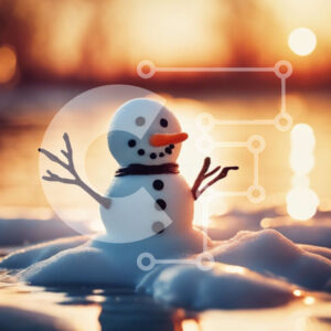 Intra Συλλεκτικό Ξύλινο Παζλ Plywood  4mm - Χιονάνθρωπος που επιπλέει στο νερό Σε Ξύλινο Κουτί - Διαστάσεις: 10x10 cm – 25 κομμάτια