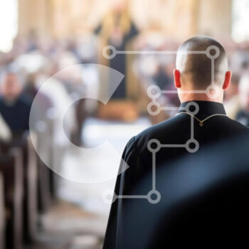 Intra Συλλεκτικό Ξύλινο Παζλ Plywood  4mm - Ιερέας που στέκεται μπροστά από μια άδεια εκκλησία Σε Ξύλινο Κουτί - Διαστάσεις Puzzle: 10x10 cm – 25 κομμάτια - Image 1