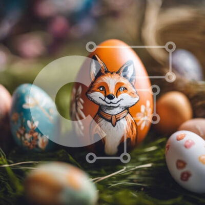 Intra Συλλεκτικό Ξύλινο Παζλ Plywood  4mm - Βαμμένα πασχαλινά αυγά με σχέδιο αλεπούς Σε Ξύλινο Κουτί - Διαστάσεις: 10x10 cm – 25 κομμάτια - Image 1