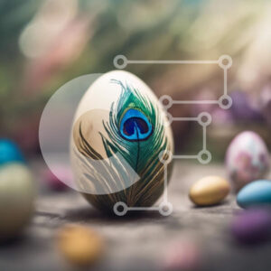 Intra Συλλεκτικό Ξύλινο Παζλ Plywood  4mm - Πολύχρωμα Πασχαλινά αυγά με σχέδιο φτερού παγωνιού Σε Ξύλινο Κουτί - Διαστάσεις: 10x10 cm – 25 κομμάτια