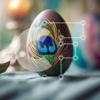 Intra Συλλεκτικό Ξύλινο Παζλ Plywood  4mm - Πασχαλινό αυγό με φτερό παγωνιού και λαμπάδα Σε Ξύλινο Κουτί - Διαστάσεις: 10x10 cm – 25 κομμάτια - Image 1