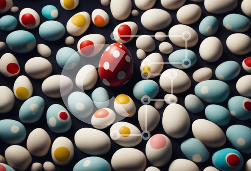 Intra Συλλεκτικό Ξύλινο Παζλ Plywood  4mm - Πολύχρωμα Πασχαλινά αυγά με πουά Σε Ξύλινο Κουτί - Διαστάσεις: 10x10 cm – 25 κομμάτια