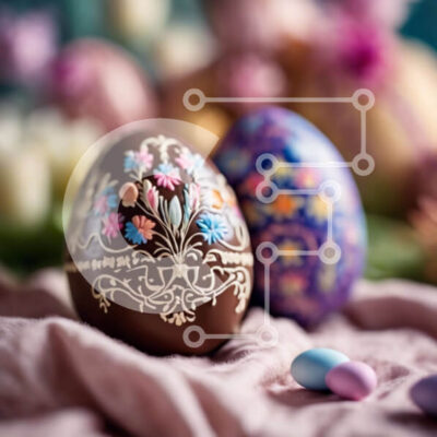 Intra Συλλεκτικό Ξύλινο Παζλ Plywood  4mm - Διακοσμημένα σοκολατένια πασχαλινά αυγά με πολύχρωμα λουλούδια Σε Ξύλινο Κουτί - Διαστάσεις: 10x10 cm – 25 κομμάτια - Image 1