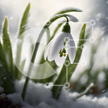 Intra Συλλεκτικό Ξύλινο Παζλ Plywood 4mm - Hope and Renewal: Single Snowdrop Flower in Snow Σε Ξύλινο Κουτί - Διαστάσεις: 10x10 cm – 25 κομμάτια - Image 1
