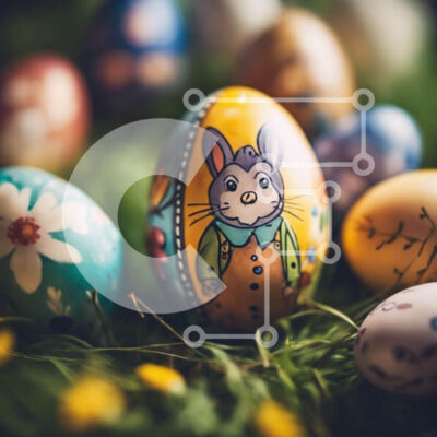 Intra Συλλεκτικό Ξύλινο Παζλ Plywood  4mm - Διακοσμημένα Πασχαλινά αυγά στο γρασίδι Σε Ξύλινο Κουτί - Διαστάσεις: 10x10 cm – 25 κομμάτια - Image 1