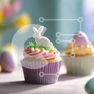Intra Συλλεκτικό Ξύλινο Παζλ Plywood 4mm - Cupcakes και αυγά στο τραπέζι με θέμα το Πάσχα Σε Ξύλινο Κουτί - Διαστάσεις: 10x10 cm – 25 κομμάτια - Image 1