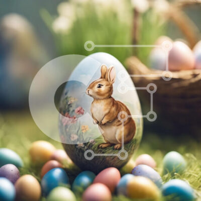 Intra Συλλεκτικό Ξύλινο Παζλ Plywood  4mm - Πολύχρωμα Πασχαλινά αυγά και ζωγραφική λαγουδάκι Σε Ξύλινο Κουτί - Διαστάσεις: 10x10 cm – 25 κομμάτια - Image 1