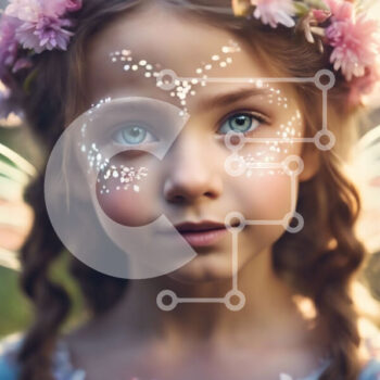 Intra Συλλεκτικό Ξύλινο Παζλ Plywood  4mm - Νεαρό κορίτσι με τα φτερά της νεράιδας και τα λουλούδια στο πρόσωπό της Σε Ξύλινο Κουτί - Διαστάσεις Puzzle: 10x10 cm – 25 κομμάτια - Image 1