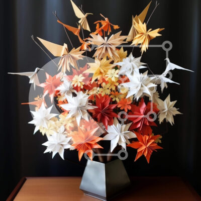 Intra Συλλεκτικό Ξύλινο Παζλ Plywood  4mm - Βάζο με λουλούδια Origami σε διάφορα χρώματα και μεγέθη Σε Ξύλινο Κουτί - Διαστάσεις Puzzle: 10x10 cm – 25 κομμάτια - Image 1