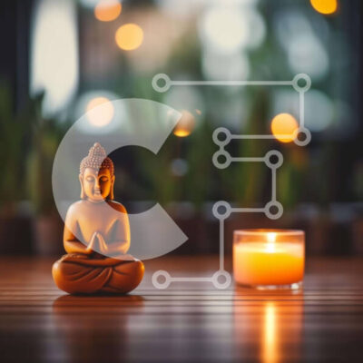 Intra Συλλεκτικό Ξύλινο Παζλ Plywood  4mm - Άγαλμα και κερί του Βούδα για διαλογισμό και χαλάρωση Σε Ξύλινο Κουτί - Διαστάσεις Puzzle: 10x10 cm – 25 κομμάτια - Image 1