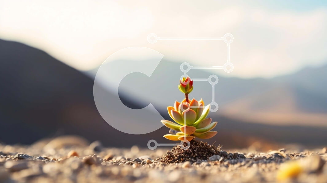 Intra Συλλεκτικό Ξύλινο Παζλ Plywood  4mm - Μικρό πράσινο φυτό μπροστά από τα βουνά Σε Ξύλινο Κουτί - Διαστάσεις: 10x10 cm – 25 κομμάτια