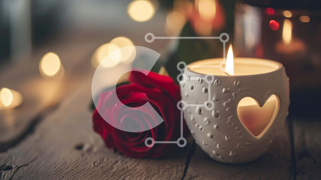 Intra Συλλεκτικό Ξύλινο Παζλ Plywood  4mm - Λευκό κερί και κόκκινα τριαντάφυλλα σε ένα τραπέζι Σε Ξύλινο Κουτί - Διαστάσεις Puzzle: 10x10 cm – 25 κομμάτια