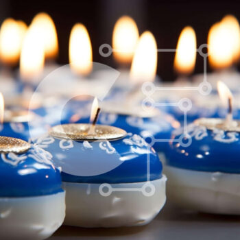 Intra Συλλεκτικό Ξύλινο Παζλ Plywood  4mm - Ομάδα μπλε και λευκών κεριών cupcake Σε Ξύλινο Κουτί - Διαστάσεις Puzzle: 10x10 cm – 25 κομμάτια - Image 1