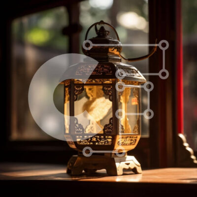 Intra Συλλεκτικό Ξύλινο Παζλ Plywood  4mm - Περίτεχνο μεταλλικό φανάρι σε ξύλινο τραπέζι στο φως του ήλιου Σε Ξύλινο Κουτί - Διαστάσεις Puzzle: 10x10 cm – 25 κομμάτια - Image 1