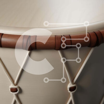 Intra Συλλεκτικό Ξύλινο Παζλ Plywood  4mm - Κοντινή εικόνα του λευκού τυμπάνου με ξύλινες πινελιές Σε Ξύλινο Κουτί - Διαστάσεις: 10x10 cm – 25 κομμάτια - Image 1