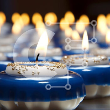 Intra Συλλεκτικό Ξύλινο Παζλ Plywood  4mm - Ομάδα γαλανόλευκων κηροπήγια Σε Ξύλινο Κουτί - Διαστάσεις Puzzle: 10x10 cm – 25 κομμάτια - Image 1