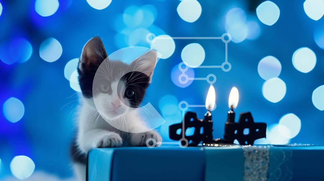 Intra Συλλεκτικό Ξύλινο Παζλ Plywood  4mm - Περίεργο γατάκι με κουτί δώρου και αναμμένα κεριά Σε Ξύλινο Κουτί - Διαστάσεις: 10x10 cm – 25 κομμάτια