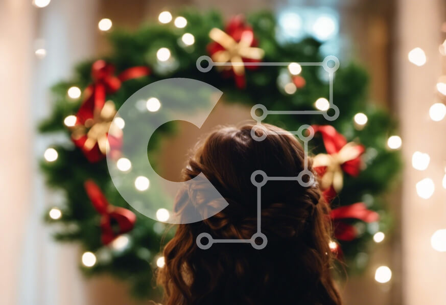 Intra Συλλεκτικό Ξύλινο Παζλ Plywood  4mm - Γυναίκα που απολαμβάνει την εορταστική ατμόσφαιρα με ένα περίτεχνο στεφάνι Σε Ξύλινο Κουτί - Διαστάσεις Puzzle: 10x10 cm – 25 κομμάτια