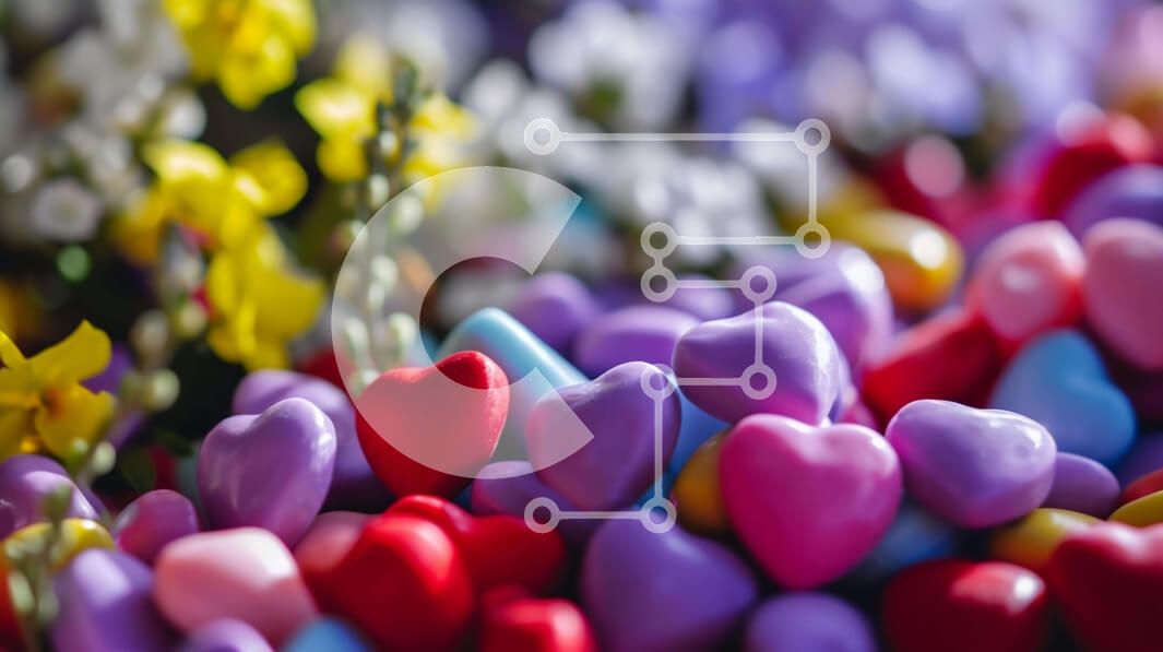 Intra Συλλεκτικό Ξύλινο Παζλ Plywood  4mm - Πολύχρωμες καραμέλες σε σχήμα καρδιάς για τον εορτασμό της αγάπης και του ρομαντισμού Σε Ξύλινο Κουτί - Διαστάσεις Puzzle: 10x10 cm – 25 κομμάτια