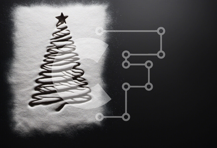 Intra Συλλεκτικό Ξύλινο Παζλ Plywood  4mm - Χιονισμένο χριστουγεννιάτικο δέντρο σε μαύρο φόντο Σε Ξύλινο Κουτί - Διαστάσεις: 10x10 cm – 25 κομμάτια