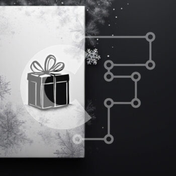 Intra Συλλεκτικό Ξύλινο Παζλ Plywood  4mm - Ασπρόμαυρη χειμερινή σκηνή με κουτί δώρου και νιφάδες χιονιού Σε Ξύλινο Κουτί - Διαστάσεις Puzzle: 10x10 cm – 25 κομμάτια - Image 1