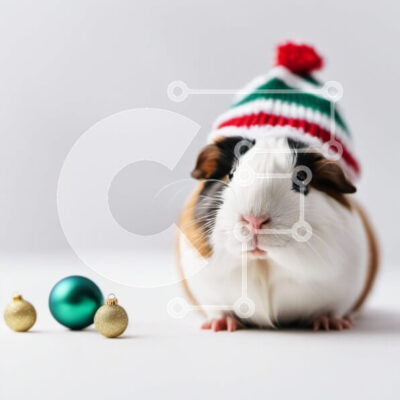 Intra Συλλεκτικό Ξύλινο Παζλ Plywood  4mm - Αξιολάτρευτο ινδικό χοιρίδιο με πλεκτό καπέλο και χριστουγεννιάτικες μπάλες Σε Ξύλινο Κουτί - Διαστάσεις: 10x10 cm – 25 κομμάτια - Image 1