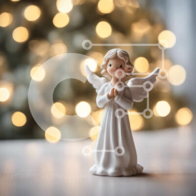 Intra Συλλεκτικό Ξύλινο Παζλ Plywood  4mm - Ειδώλιο αγγέλου με χριστουγεννιάτικα στολίδια Σε Ξύλινο Κουτί - Διαστάσεις: 10x10 cm – 25 κομμάτια - Image 1