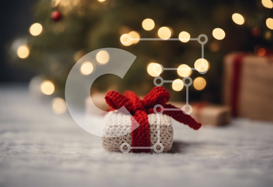 Intra Συλλεκτικό Ξύλινο Παζλ Plywood  4mm - Χριστουγεννιάτικο δώρο με κόκκινη κορδέλα σε τεχνητό χριστουγεννιάτικο δέντρο Σε Ξύλινο Κουτί - Διαστάσεις: 10x10 cm – 25 κομμάτια