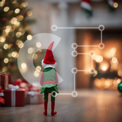 Intra Συλλεκτικό Ξύλινο Παζλ Plywood 4mm - Ξωτικό μπροστά στο τζάκι με δώρα και διακοσμητικά Σε Ξύλινο Κουτί - Διαστάσεις: 10x10 cm – 25 κομμάτια - Image 1