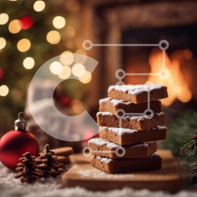 Intra Συλλεκτικό Ξύλινο Παζλ Plywood  4mm - Στοίβα από μπισκότα μελόψωμο μπροστά από το τζάκι Σε Ξύλινο Κουτί - Διαστάσεις: 10x10 cm – 25 κομμάτια - Image 1