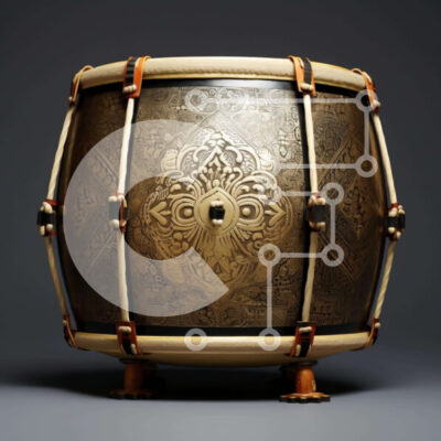 Intra Συλλεκτικό Ξύλινο Παζλ Plywood  4mm - Χρυσόχρωμο περίτεχνο τύμπανο σε γκρι φόντο Σε Ξύλινο Κουτί - Διαστάσεις: 10x10 cm – 25 κομμάτια - Image 1