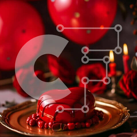 Intra Συλλεκτικό Ξύλινο Παζλ Plywood  4mm - Τούρτα του Αγίου Βαλεντίνου σε σχήμα καρδιάς με μπαλόνια και κερί Σε Ξύλινο Κουτί - Διαστάσεις: 10x10 cm – 25 κομμάτια - Image 1