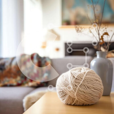 Intra Συλλεκτικό Ξύλινο Παζλ Plywood 4mm - Λευκή μπάλα νήματος στο τραπεζάκι του σαλονιού Σε Ξύλινο Κουτί - Διαστάσεις Puzzle: 10x10 cm – 25 κομμάτια - Image 1