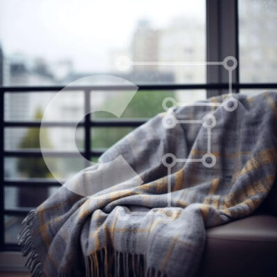 Intra Συλλεκτικό Ξύλινο Παζλ Plywood  4mm - Άνετη κουβέρτα σε καρέκλα με ανοιχτό παράθυρο με θέα στην πόλη Σε Ξύλινο Κουτί - Διαστάσεις Puzzle: 10x10 cm – 25 κομμάτια - Image 1